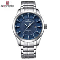NAVIFORCE 8032 Men’s Stainless Steel Watch – Original Quartz Business Wristwatch - Silver and Blue