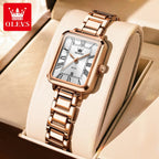 OLEVS 5641 Women’s Classic Square Watch – High Quality Stainless Steel - Rose White