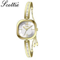 Scottie 9327 Latest Women’s Square Watch – Slim Stainless Steel Minimalist Quartz Wristwatch Gold