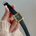 Scottie 9153 Women’s Square Leather Watch – Luxury Quartz Water-Resistant Wristwatch for Ladies Black
