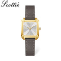 Scottie 9153 Women’s Square Leather Watch – Luxury Quartz Water-Resistant Wristwatch for Ladies White