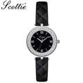 Scottie 9562 Women’s Luxury Fashion Watch –  Quartz Wristwatch with Shiny Leather Strap Black