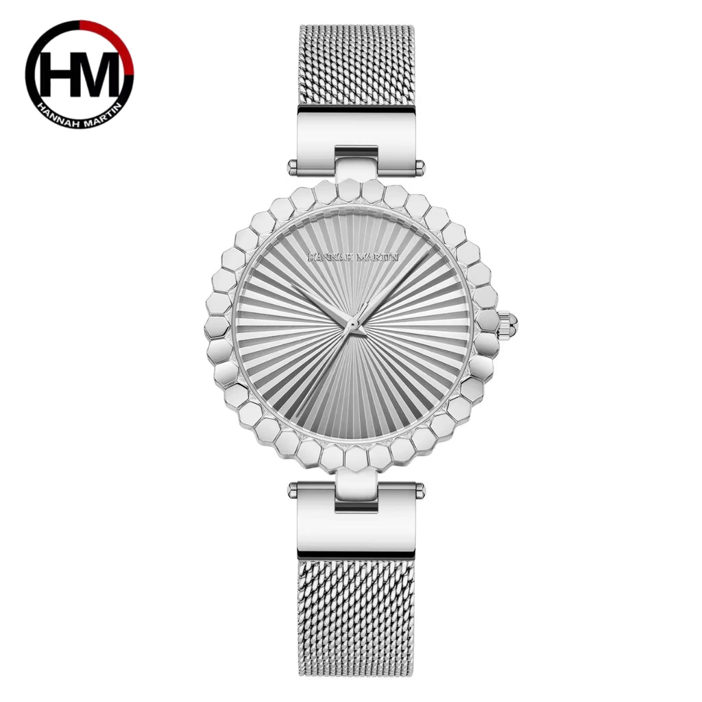 HANNAH MARTIN 1571 Women’s Fashion Watch – Unique Simple Design with Japanese Quartz & Stainless Steel Silver