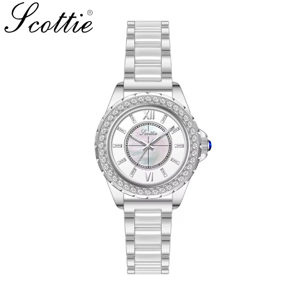 Scottie 9677 Women’s Gold Stainless Steel Watch – Waterproof Quartz Sport Wristwatch White