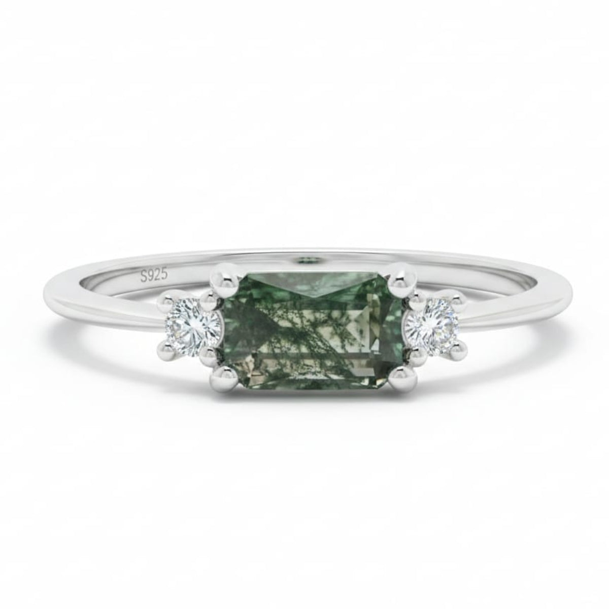 Timeless Sterling Silver Moss Agate Ring