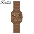 Scottie 9718 Women’s Luxury Square Watch – Stainless Steel Quartz with Brown Color