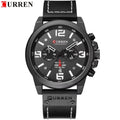 Curren 8314 Men Sport Chronograph Watch Top Fashion Genuine Leather Wristband Waterproof Quartz Black 8314