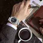 NIBOSI 2628 Luxury Men’s Quartz Watch – Faceted Crystal Bezel & Sunburst Dial Precision Business Timepiece Silver Black