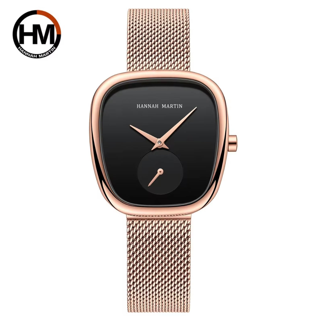 Hannah Martin 1251 Women’s Fashion Watch – Stainless Steel, Japan Quartz & Waterproof Rose Gold and Black