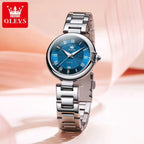 OLEVS 5608 Women’s Luxury Watch – Waterproof Stainless Steel Quartz Wristwatch for Ladies Blue