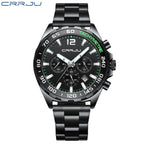CRRJU 2299 Luxury Chronograph Watch – Premium Stainless Steel Bracelet, Elegant Business Wristwatch for Men Black