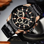 CURREN 8361 Men’s Luxury Chronograph Stainless Steel Waterproof Quartz Sports Watch with Date Black