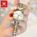 OLEVS 5563 Women’s Classic Watch – Luxury Stainless Steel Quartz Wristwatch Gold and White