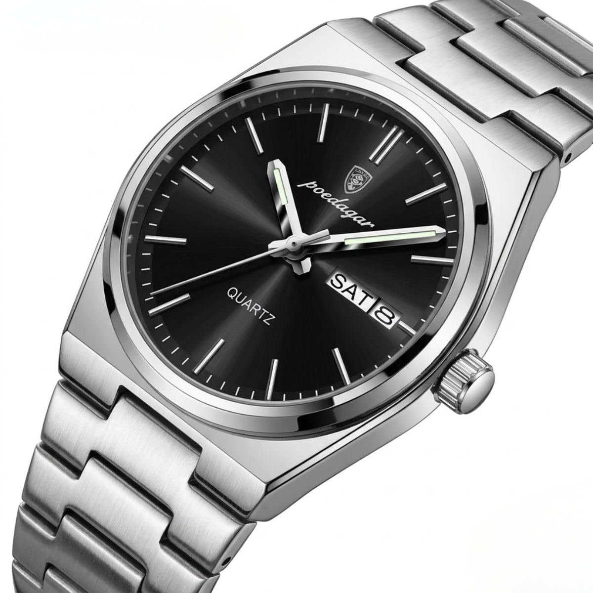 POEDAGAR 786 Luxury Women’s Stainless Steel Bracelet Watch – Waterproof Quartz Wristwatch with Luminous Hands Black