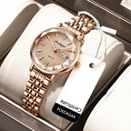 POEDAGAR 312 Women's Stainless Steel Quartz Watch – Waterproof Fashion Timepiece with Date Window Gold