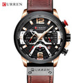 CURREN 8329 Men Watch Leather Sports Watch Quartz Fashion Chronograph Waterproof Brown