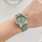 Scottie 9728 Women’s Luxury Square Watch – Waterproof Quartz Wristwatch with Leather Band Green
