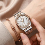 POEDAGAR 302 Luxury Women’s Stainless Steel Wristwatch – Waterproof Quartz Watch with Luminous Hands and Date Display White