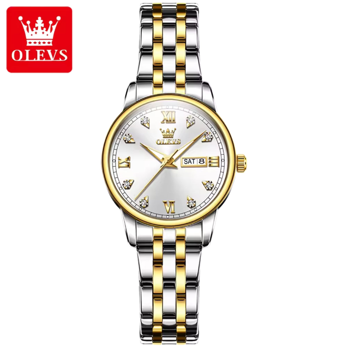 OLEVS 5525 Women’s Luxury Fashion Watch – Premium Quartz Ladies’ Wristwatch Gold and White
