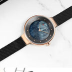 CURREN 9032 New Women’s Bracelet Watch – Simple Luxury Fashion Quartz Wristwatch for Girls Black and Rose Gold