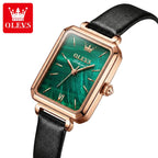 OLEVS 6624 Women’s Top Luxury Watch – High Quality Waterproof Quartz Green Dial with Fashion Belt Strap