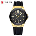 CURREN 8467 Men Watch Waterproof Quartz Silicone Strap Black and Gold