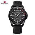 NAVIFORCE 8023 Men’s Original Fashion Watch – Waterproof Quartz Leather Wristwatch with Calendar Black and White