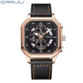 CRRJU 2314 Men’s Luxury Chronograph Watch – 3ATM Waterproof, Luminous Hands, Complete Calendar, Fashion Wristwatch Black