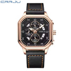 CRRJU 2314 Men’s Luxury Chronograph Watch – 3ATM Waterproof, Luminous Hands, Complete Calendar, Fashion Wristwatch Black