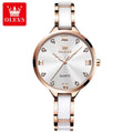 OLEVS 5872 Women’s Ceramic & Steel Watch –  Quartz Wristwatch for Ladies White