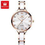 OLEVS 5872 Women’s Ceramic & Steel Watch –  Quartz Wristwatch for Ladies White
