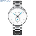 CRRJU 2150 Luxury Quartz Watch – Premium Stainless Steel Band, Casual Black Wristwatch for Men White