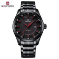 NAVIFORCE 8032 Men’s Stainless Steel Watch – Original Quartz Business Wristwatch - Black and Red