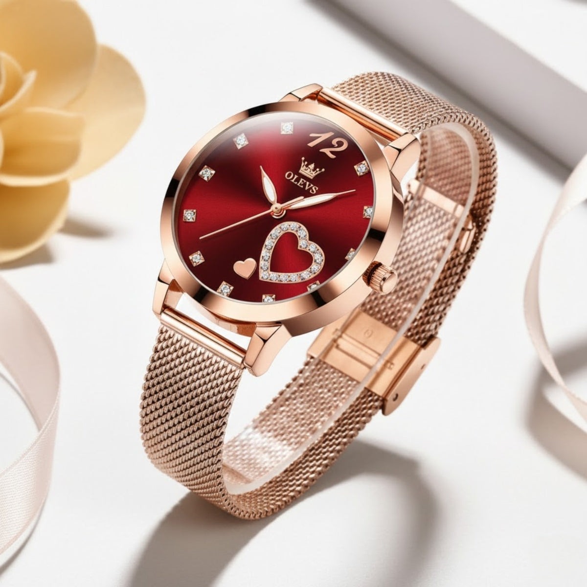 OLEVS 5189 Women’s Fashion Watch – Stainless Steel Waterproof Quartz for Ladies Gold