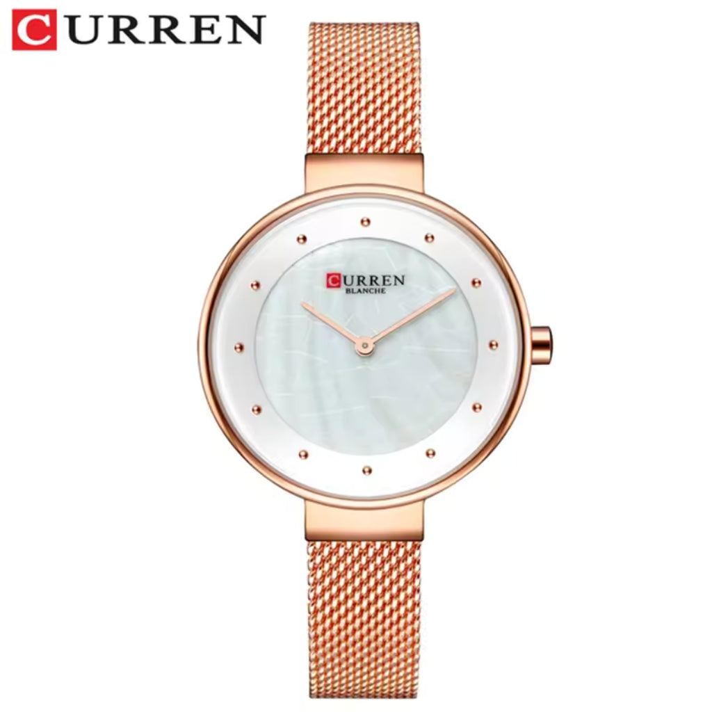 CURREN 9032 New Women’s Bracelet Watch – Simple Luxury Fashion Quartz Wristwatch for Girls Rose Gold