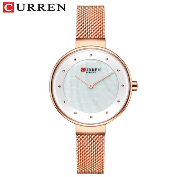 CURREN 9032 New Women’s Bracelet Watch – Simple Luxury Fashion Quartz Wristwatch for Girls Rose Gold
