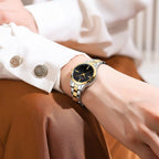CURREN 9094 Ladies Luxury Watch – Original Stainless Steel Bracelet with Diamond Accents & Quartz Movement Black Dial