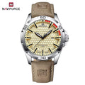 NAVIFORCE 8023 Men’s Original Fashion Watch – Waterproof Quartz Leather Wristwatch with Calendar Khaki