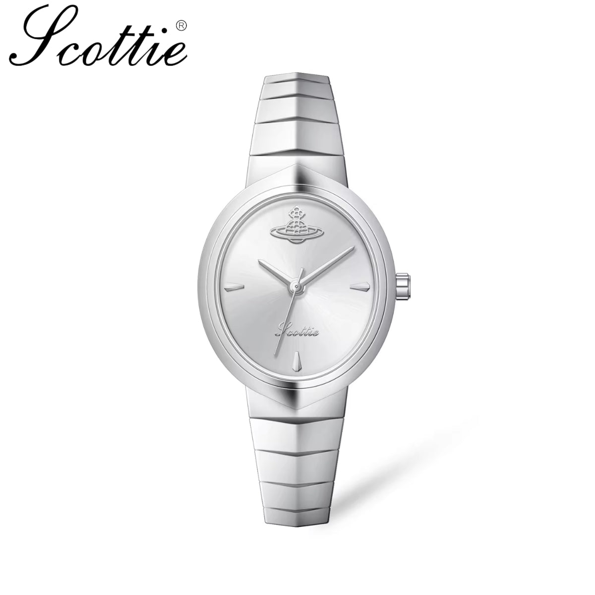 Scottie 9782 Women’s Snakebone Bracelet Watch – New Luxury Fashion Wristwatch  Sliver