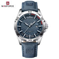NAVIFORCE 8023 Men’s Original Fashion Watch – Waterproof Quartz Leather Wristwatch with Calendar Blue
