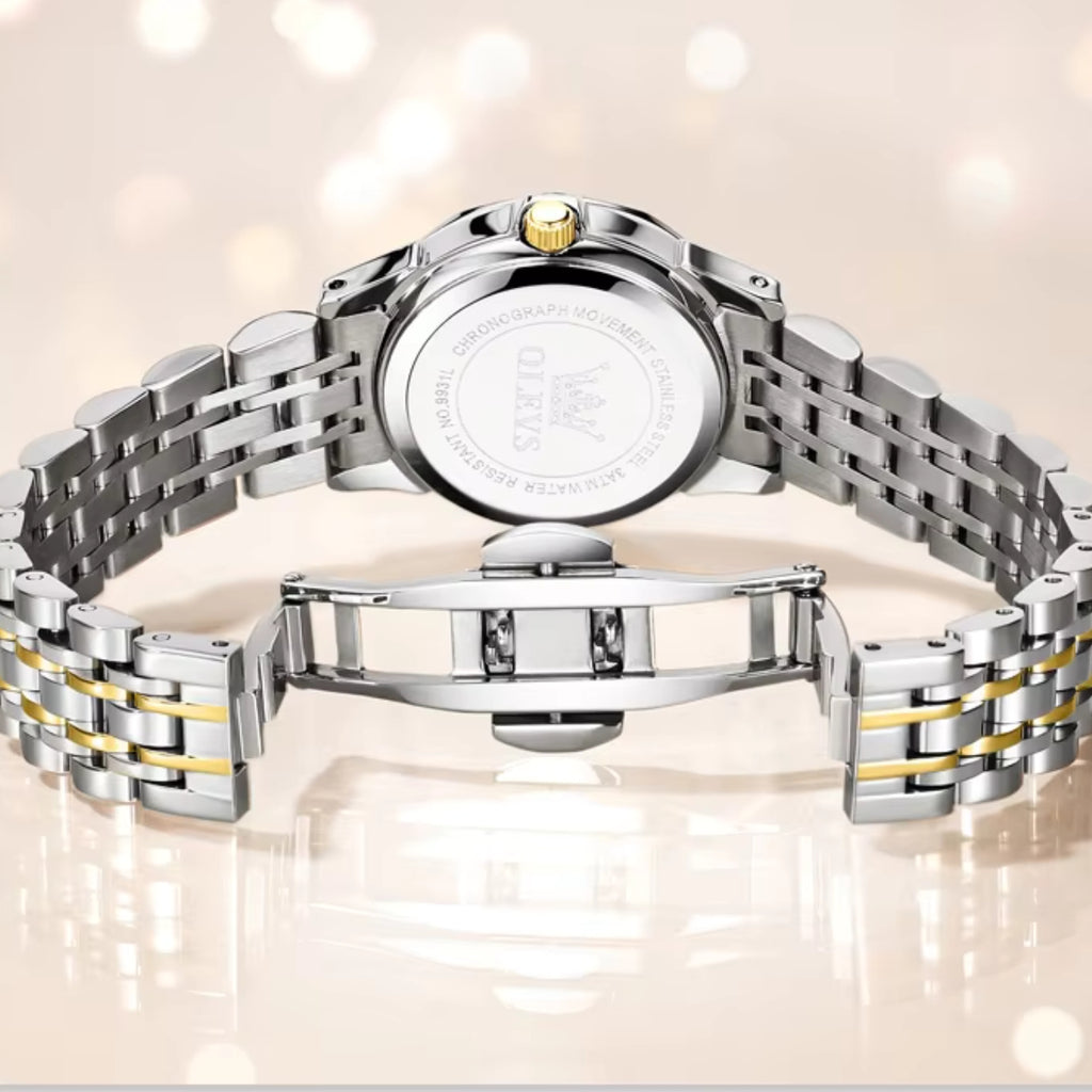 OLEVS 9931 Women’s Ultra-Thin Watch – Simple Stainless Steel Waterproof Quartz Wristwatch Blue