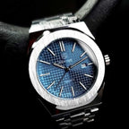 BENYAR 5156 Men's Luxury integrated-Bracelet "Royal Oak" Inspired Design - Silver and Blue Watch