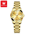 OLEVS 9970 Women’s Fashion Watch – Stainless Steel Waterproof Quartz for Ladies Gold