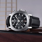 BENYAR 5205 Men's Watch – Sport Chronograph with Luminous Hands Black and Silver Dial