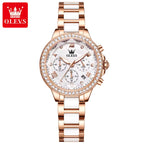 OLEVS 9999 Women’s Fashion Watch – Waterproof Quartz with Elegant Design Rose Gold and White