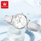 OLEVS 5656 Women’s Elegant Diamond Watch – Luxury Stainless Steel Quartz Waterproof - Steel Gray