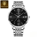 POEDAGAR 826 Waterproof Watch – High-Grade Stainless Steel Quartz Movement Luxury Date Display Wristwatch for Men Black