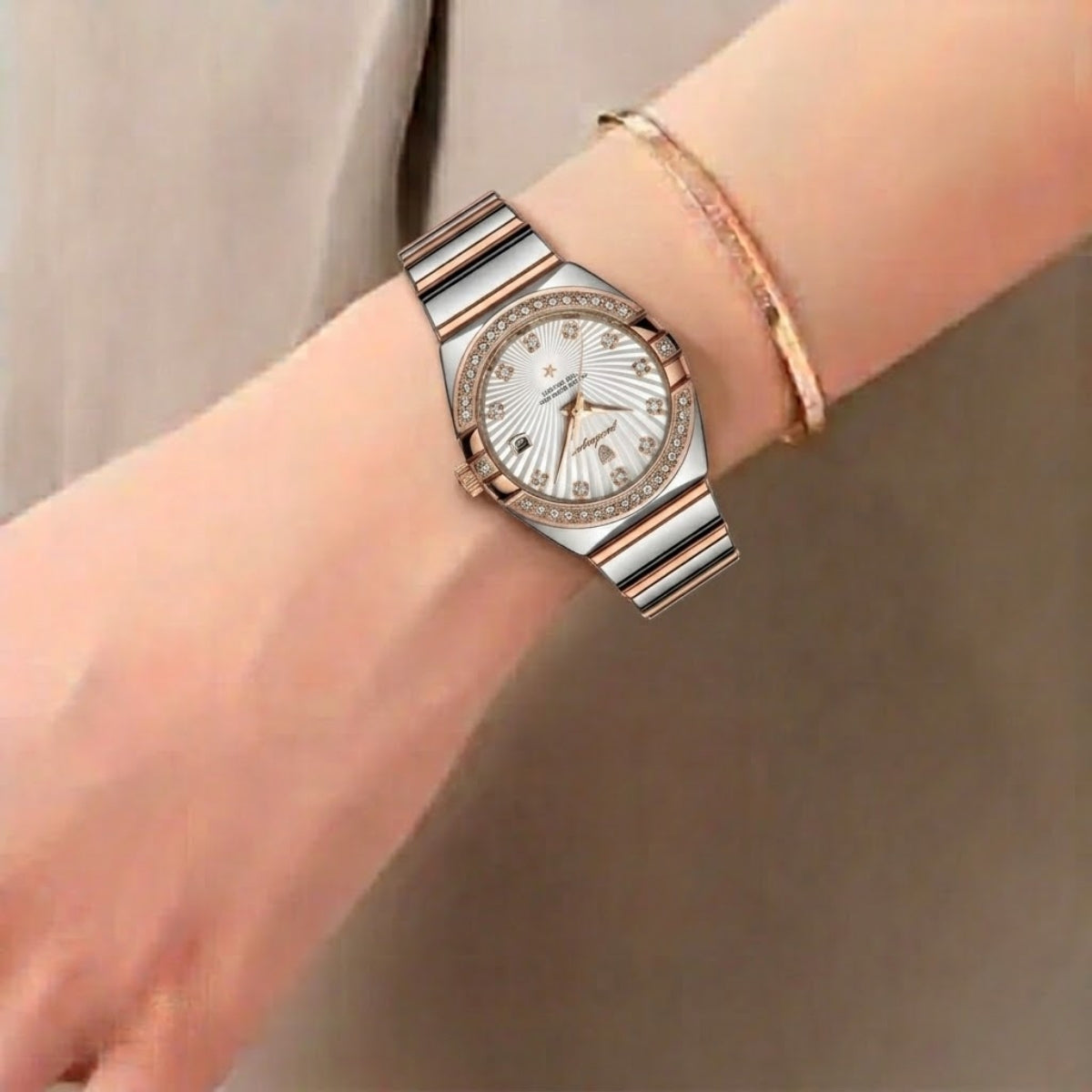 POEDAGAR 302 Luxury Women’s Stainless Steel Wristwatch – Waterproof Quartz Watch with Luminous Hands and Date Display White