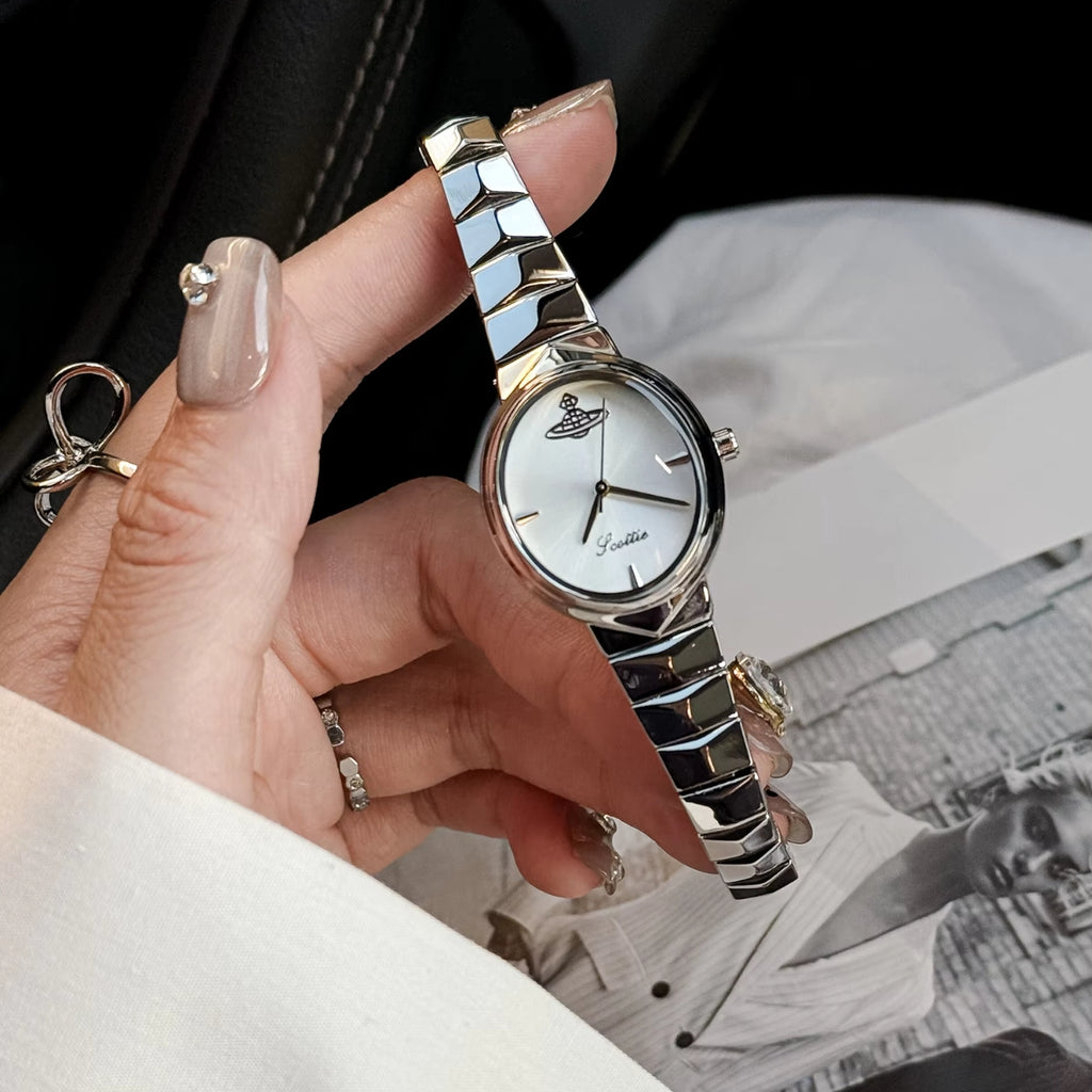 Scottie 9782 Women’s Snakebone Bracelet Watch – New Luxury Fashion Wristwatch  Sliver