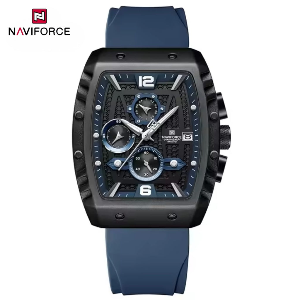 NAVIFORCE 8025 Men’s  Designer Watch – New Quartz Chronograph with Rubber Strap - Blue